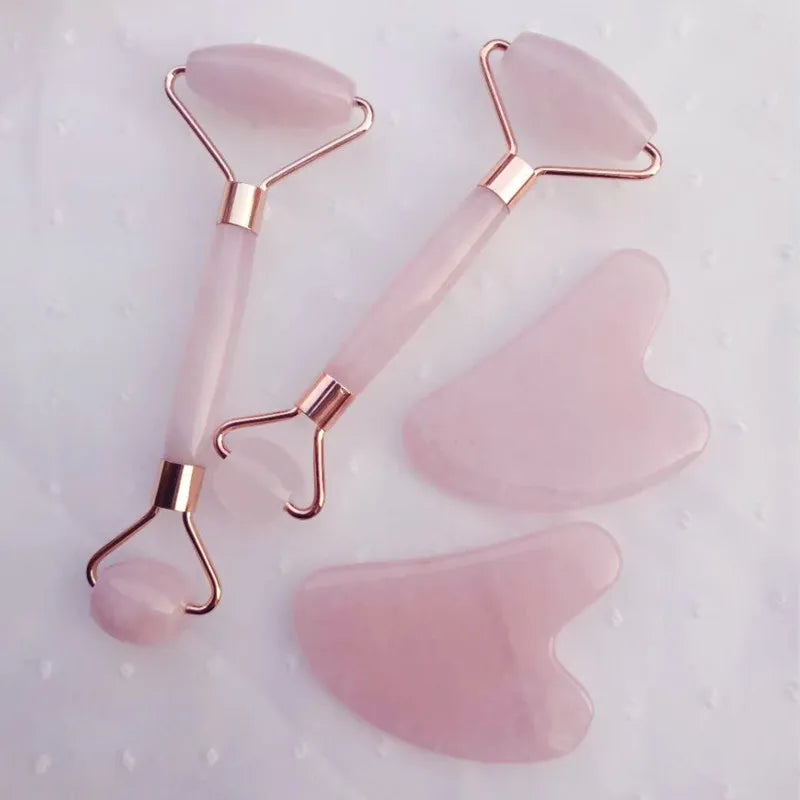 High-quality Quartz Jade Roller Massager For Face Body Anti-aging Natural Stone Guasha Scraper Massage tools