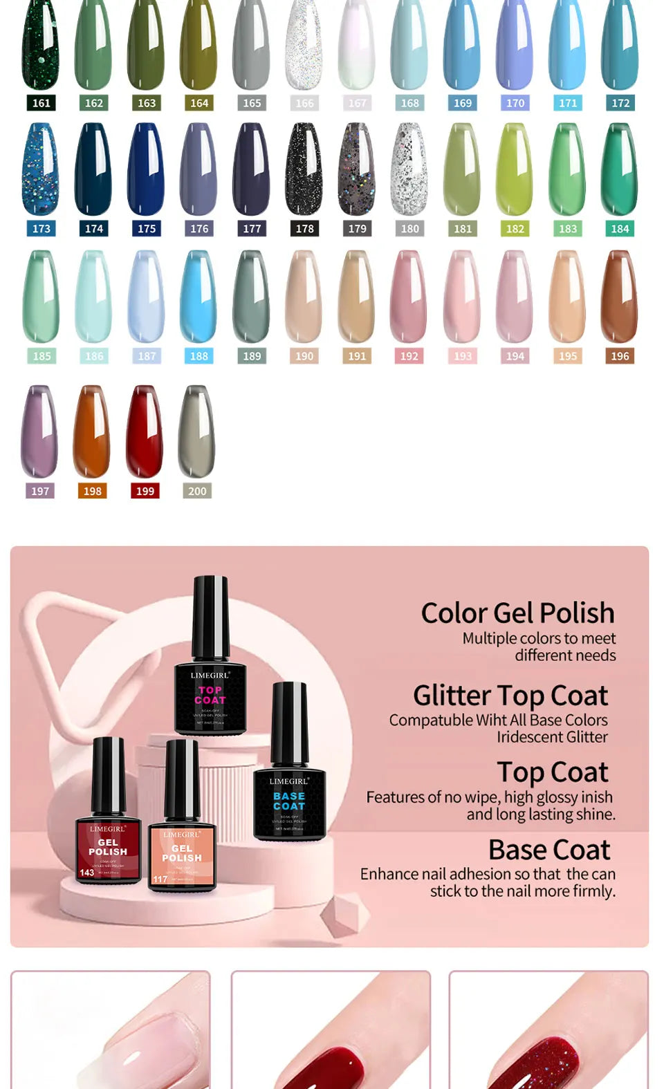 LIMEGIRL Gel Nail Polish Kit UV Soaking Gel Primer Polish Manicure Kit with UV LED Lamp Dryer Semi-Permanent Gel Varnish Kit