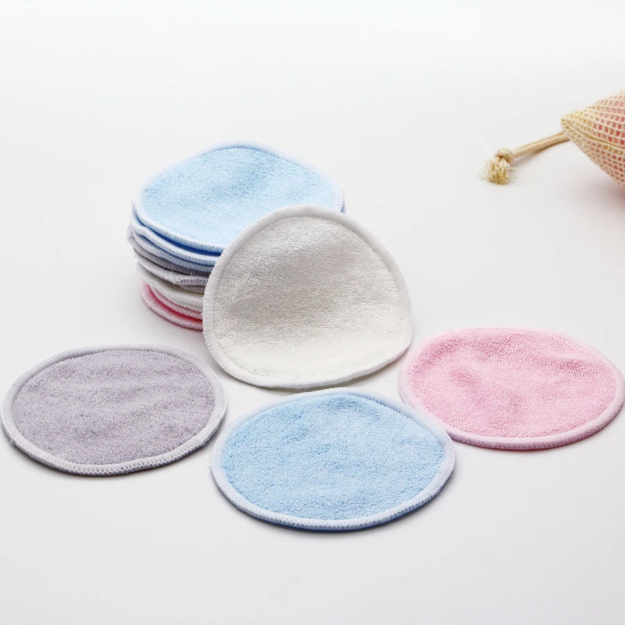 12PC Reusable Cotton Pads Makeup Remover Pads Washable Round Bamboo Make Up Pads Cloth Nursing Pads Skin Care Tool Skin Cleaning