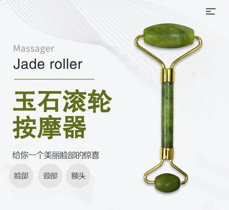 Natural Jade Roller Massager for Face Body Back Foot Massage Roller Facial Liftting Anti-wrinkle Double-end Gua Sha Jade Stone
